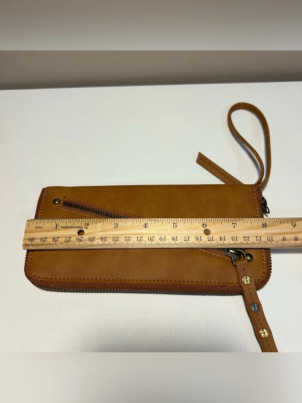 Free People Tan Vegan Leather Wristlet Clutch